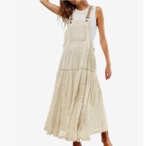 Sleeveless Cream Maxi Pinafore Dress NWT
